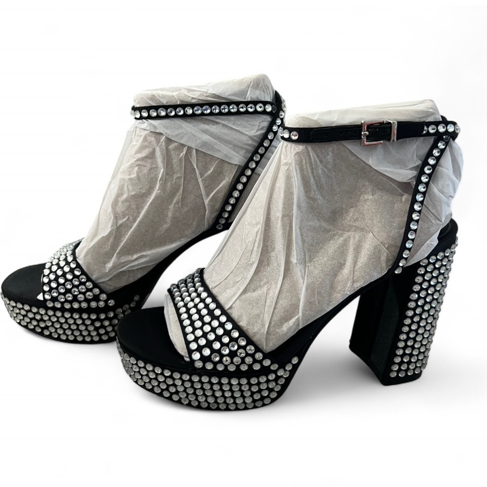 silver rhinestone heels